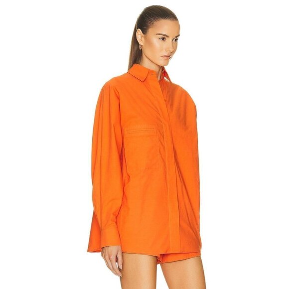 HAIGHT. Oversized Shirt in Mie Orange Small New Womens Button Down Blouse Top - Picture 3 of 13